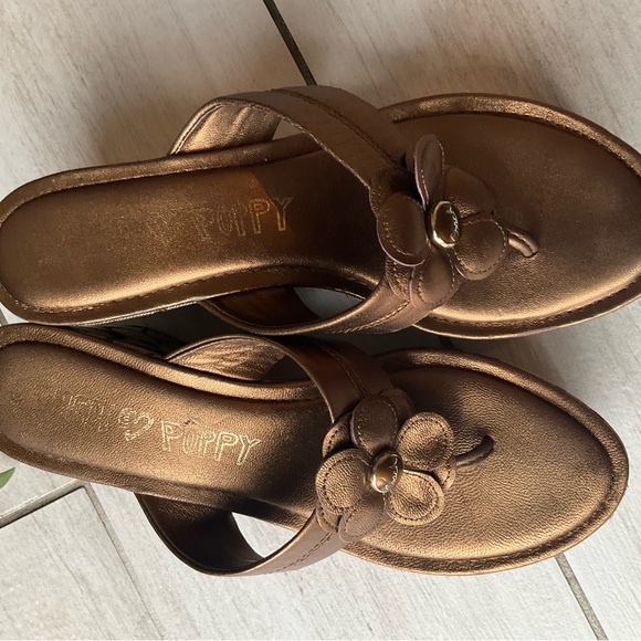 Coach Women's Metallic Bronze Wedge Sandals - Picture 2 of 8